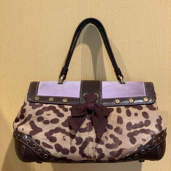 Coach Handbag Leopard & Suede Top Handle - Picture 2 of 4